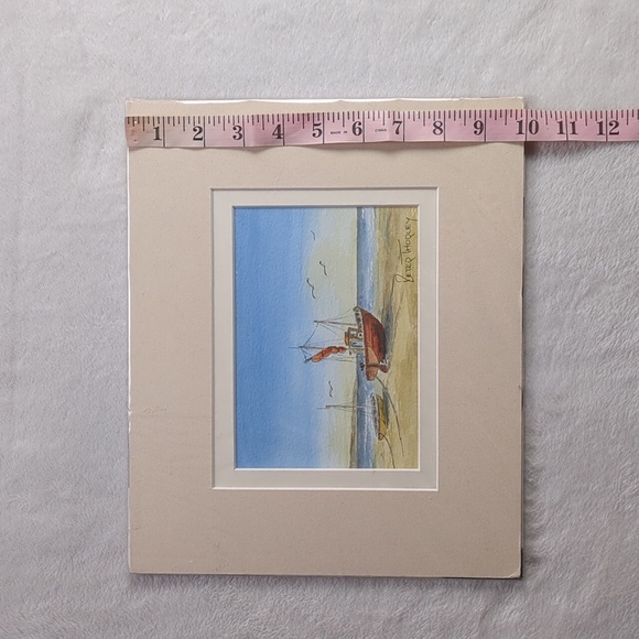 Original PETER THORLEY UK Watercolor Painting "Awaiting the Tide" Cornwall - Picture 7 of 7